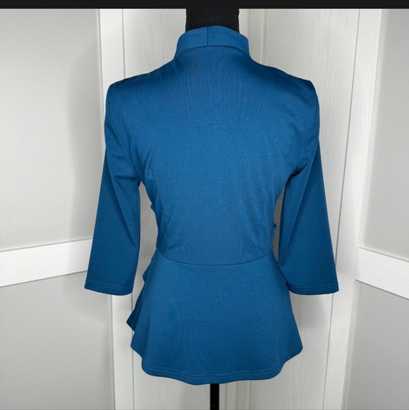Grace Karin Elegant Teal Blue Wrap Blouse NWT - Picture 6 of 8